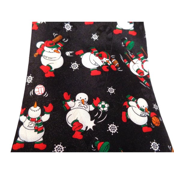 Vintage Hallmark Christmas Neck Tie Silk Snowman Sports Specialties 60" - Picture 2 of 3